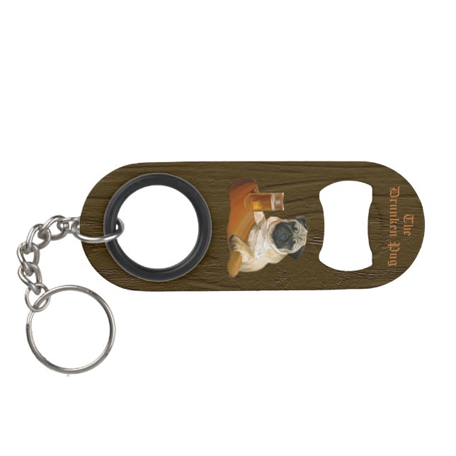 The Drunken Pug logo key chain & bottle opener Keychain Bottle Opener (Back Horizontal)