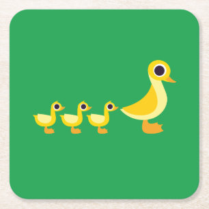The Duck Family Square Paper Coaster