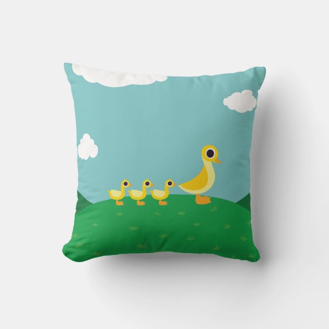 The Duck Family Throw Pillow (Front)