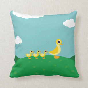 The Duck Family Throw Pillow