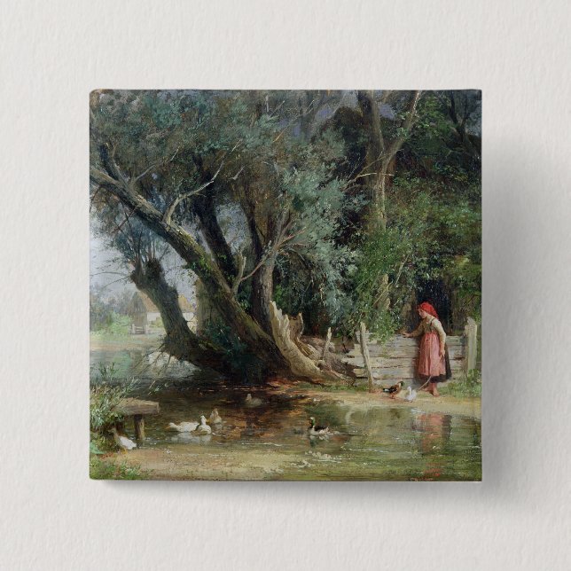The Duck Pond 2 Inch Square Button (Front)