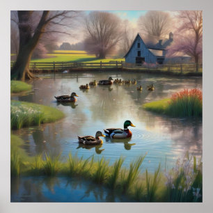 The Duckpond AI Fantasy Digital Art Print Country