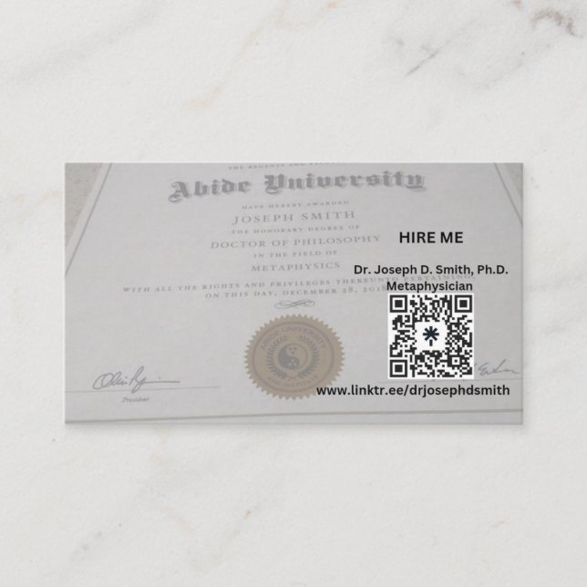 The Dudeist Metaphysician Business Card (Front)