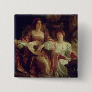 The Duet (oil on canvas) 2 Inch Square Button