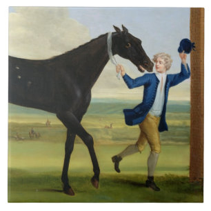 The Duke of Rutland's 'Bonny Black', c.1720 (oil o Tile