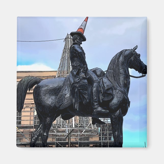 The Duke of Wellington statue with a Traffic Cone Magnet (Front)