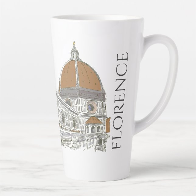 The Duomo Cathedral Florence Italy Pen and Ink Latte Mug (Right)