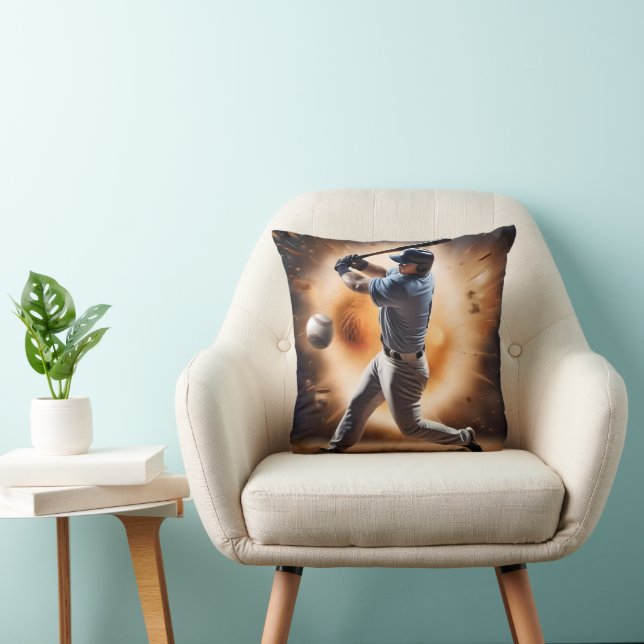 "The Dust-Cloud Showdown: A Pitcher's Fury" Throw Pillow (Chair)