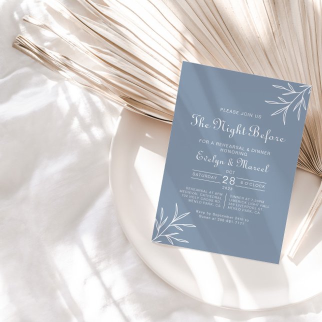 The Dusty Blue Night Before Rehearsal Dinner Invitation (Creator Uploaded)