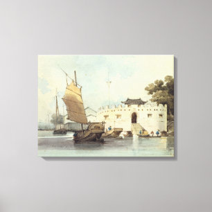 The Dutch Folly Fort off Canton (watercolour) Canvas Print