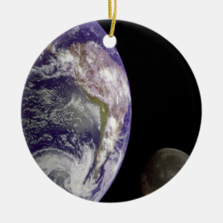 The Earth and Moon Ceramic Ornament