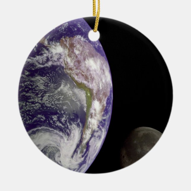 The Earth and Moon Ceramic Ornament (Front)
