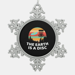 The Earth Is A Disc Golf Snowflake Pewter Christmas Ornament