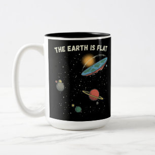The Earth Is Flat Humourous Theory  Two-Tone Coffee Mug