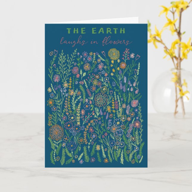 The Earth Laughs in Flowers Fields Meadow Floral  Card (Yellow Flower)