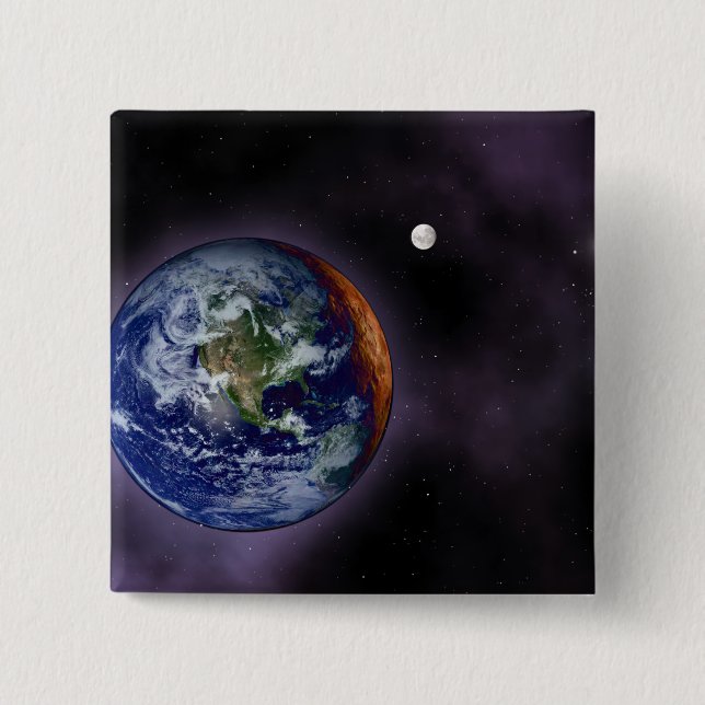 The Earth shown at the outer edges 2 Inch Square Button (Front)
