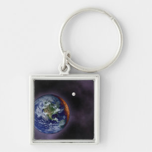The Earth shown at the outer edges Keychain