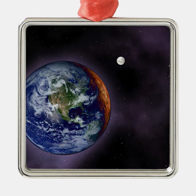 The Earth shown at the outer edges Metal Ornament (Front)