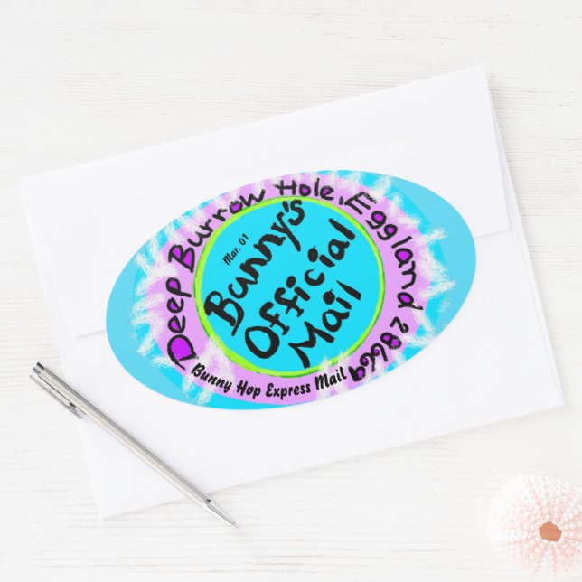 The Easter Bunny Address Egg Shaped Mail Stamp Oval Sticker (Envelope)