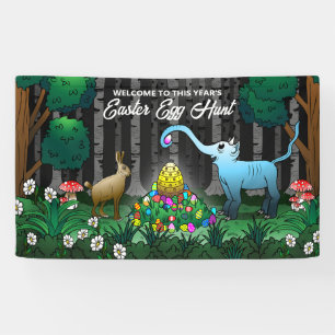 The Easter Bunny collects Easter eggs Banner