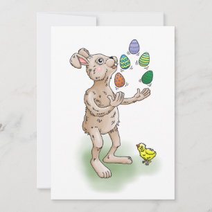 The Easter Bunny juggles with the Easter eggs Invitation