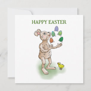 The Easter Bunny juggles with the Easter eggs Invitation