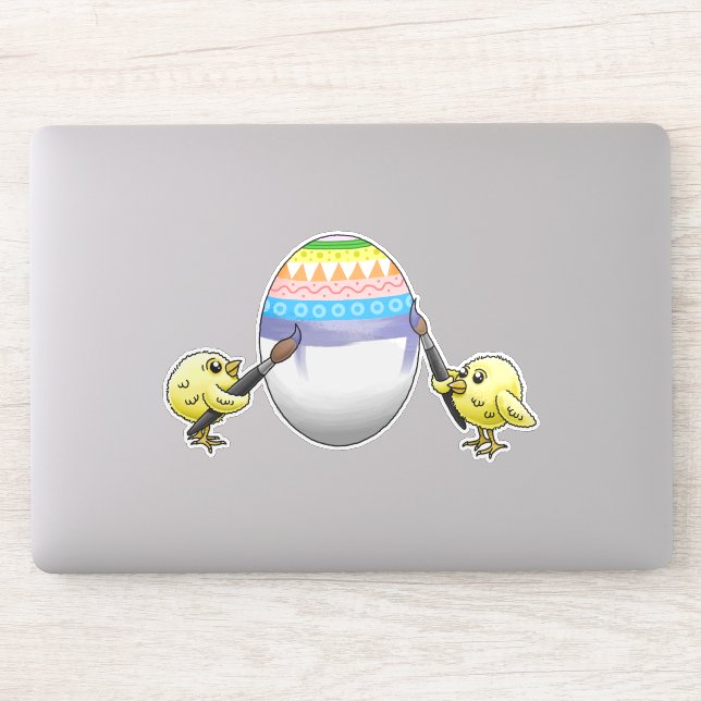 The Easter egg is painted by the chickens (Computer)
