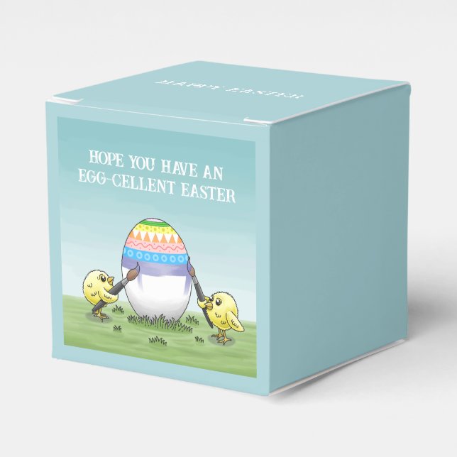 The Easter egg is painted by the chicks Favor Box (Front Side)