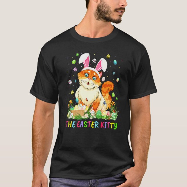 The Easter Kitty Easter Egg Bunny Ear Kitty Cat Ea T-Shirt (Front)