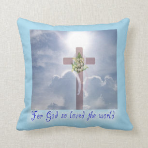 The Easter Promise, Cross and Clouds Throw Pillow