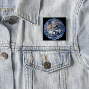The Eastern Hemisphere On Planet Earth. 2 Inch Square Button