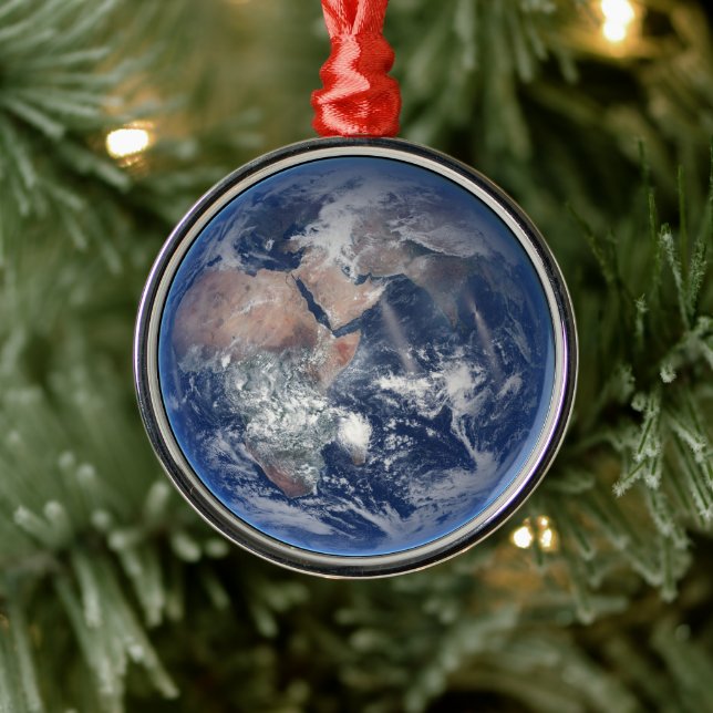 The Eastern Hemisphere On Planet Earth. Metal Ornament (Tree)