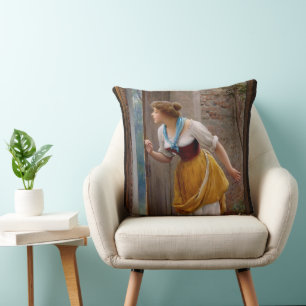 The Eavesdropper by Eugen von Blaas Throw Pillow