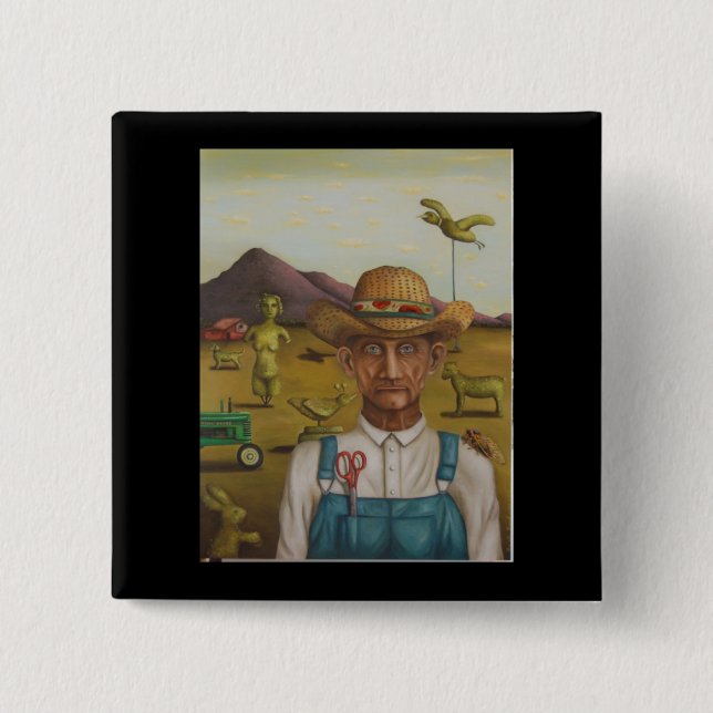 The Eccentric Farmer 2 Inch Square Button (Front)