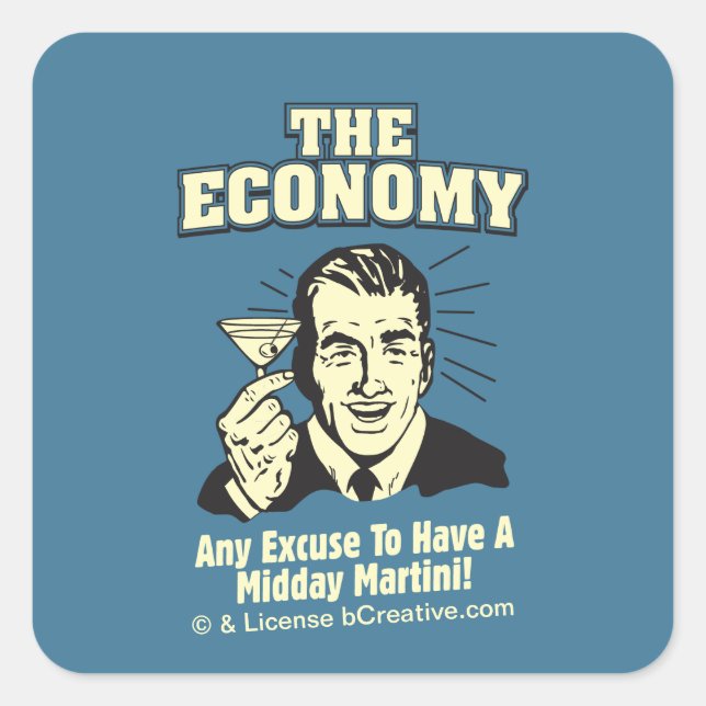 The Economy: Midday Martini Square Sticker (Front)