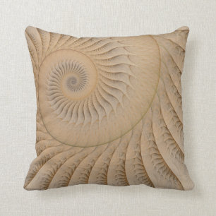 The Edge of the Sea Abstract Tan Spiral Throw Pillow