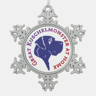 The Edged Great Dane Snowflake Pewter Christmas Ornament