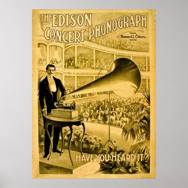 The Edison Concert Phonograph Vintage Advert Poster (Front)