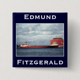 The Edmund Fitzgerald 2 Inch Square Button