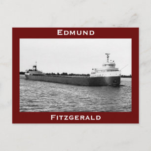 The Edmund Fitzgerald on the St. Clair River (B&W) Postcard