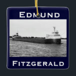 The Edmund Fitzgerald on the St. Clair River Ceramic Ornament<br><div class="desc">The ill-fated S.S. Edmund Fitzgerald on the St. Clair River.</div>