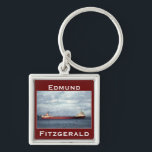 The Edmund Fitzgerald on the St. Clair River Keychain<br><div class="desc">An original photo by Gene Buel of the ill-fated Great Lakes freighter,  the Edmund Fitzgerald,  taken on the St. Clair River in 1967 or 1968.</div>