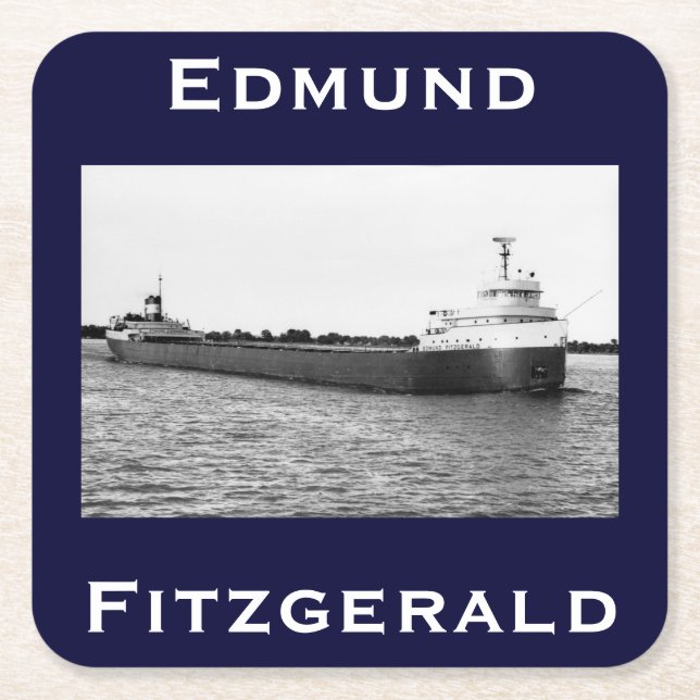 The Edmund Fitzgerald Square Paper Coaster (Front)