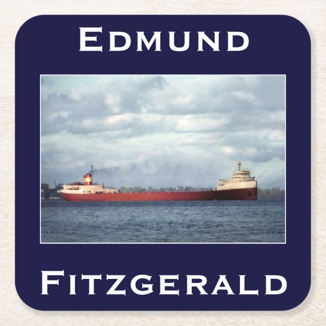 The Edmund Fitzgerald Square Paper Coaster (Front)