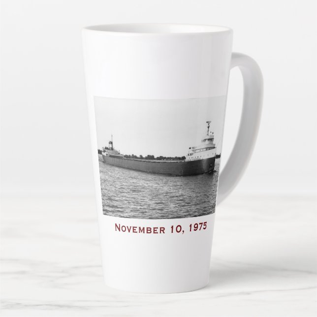 The Edmund Fitzgerald with Crew Names Latte Mug (Right Angle)