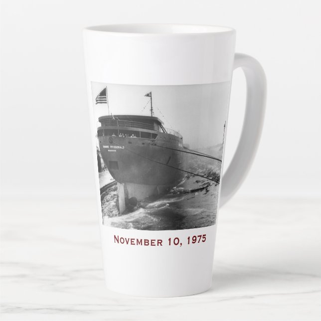 The Edmund Fitzgerald with Crew Names Latte Mug (Right Angle)