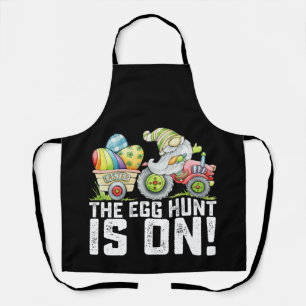 The Egg Hunt Is On Gnome Funny Easter Apron