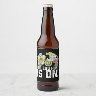 The Egg Hunt Is On Gnome Funny Easter Beer Bottle Label