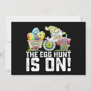 The Egg Hunt Is On Gnome Funny Easter Invitation