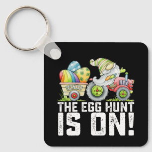 The Egg Hunt Is On Gnome Funny Easter Keychain